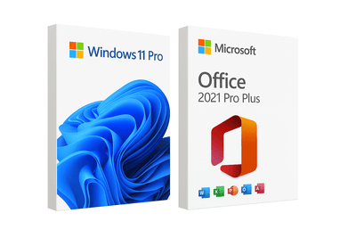 Microsoft Windows 11 Pro and Office 2021 Pro Plus bundle for lifetime license and digital delivery.